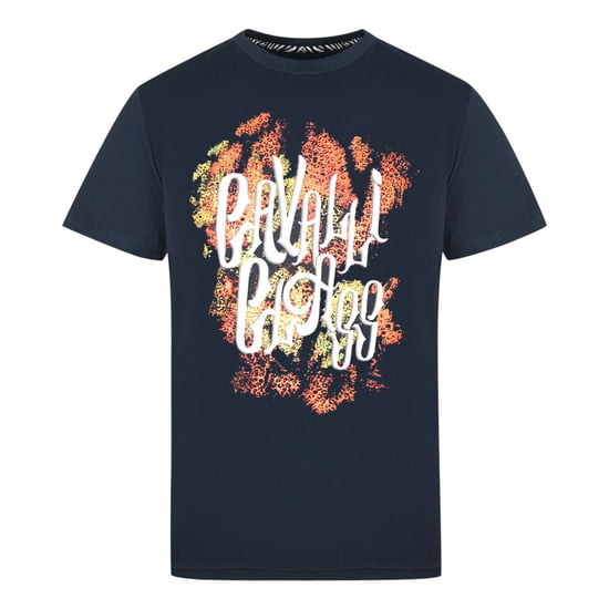 Cavalli Class Bold Logo Marineblauwe T-Shirt - Image 1