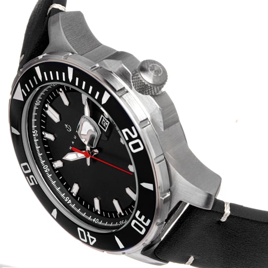 Nautis Dive Pro 200 Leather-Band Watch w/Date