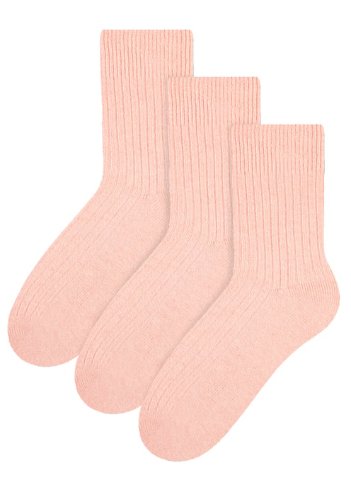 Steven - 3 Paar Multipack Dames Wol Gebreide Sokken | Warme Kousen Jurk Sokken - Lichtroze - Image 1
