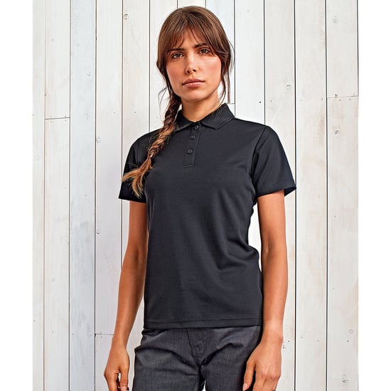 Premier Dames/Dames Duurzaam Poloshirt (Zwart) - Image 2