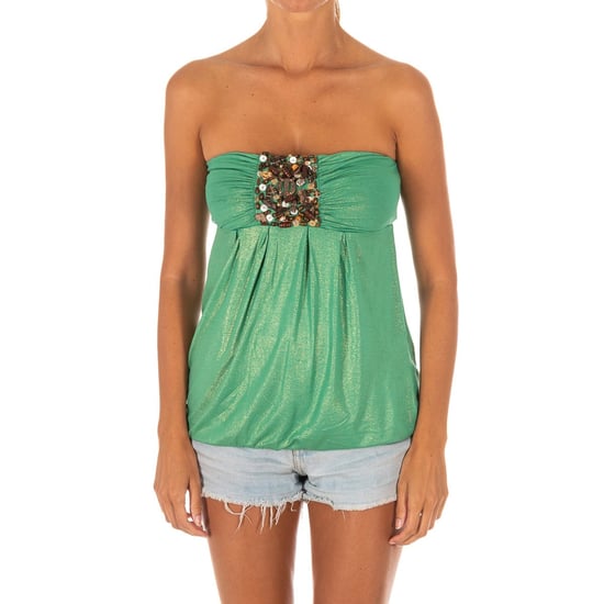 Women's Sleeveless T-shirt with wide knit top effect 10DMT0084