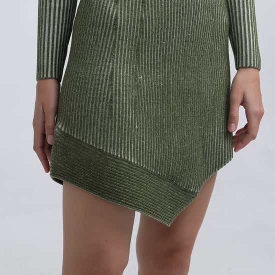 Asymmetrische korte jurk in geribbelde breier - Image 6