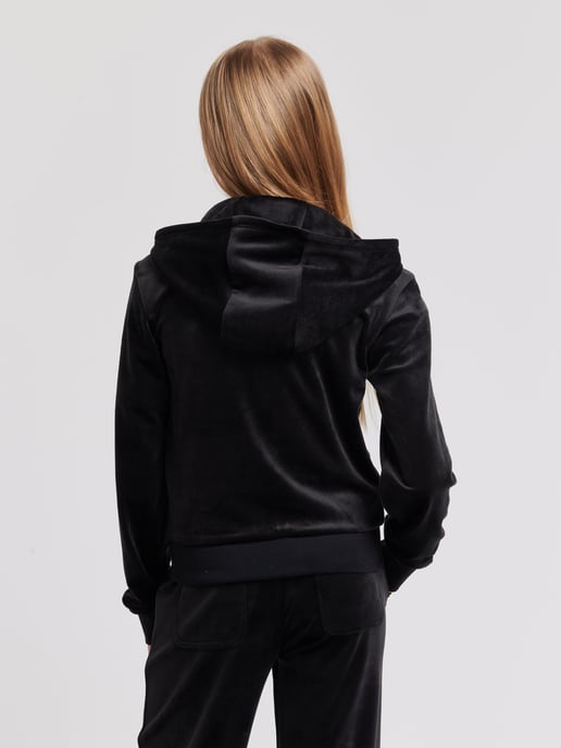 Juicy Couture Girls Diamante Logo Zip Up Top in Black
