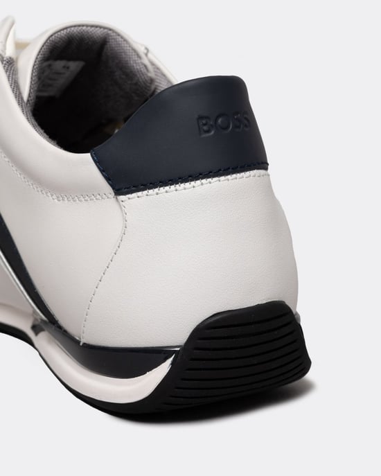 BOSS Orange Saturn Mens Low Profile Leather Trainers With Odour-Control Lining NOS