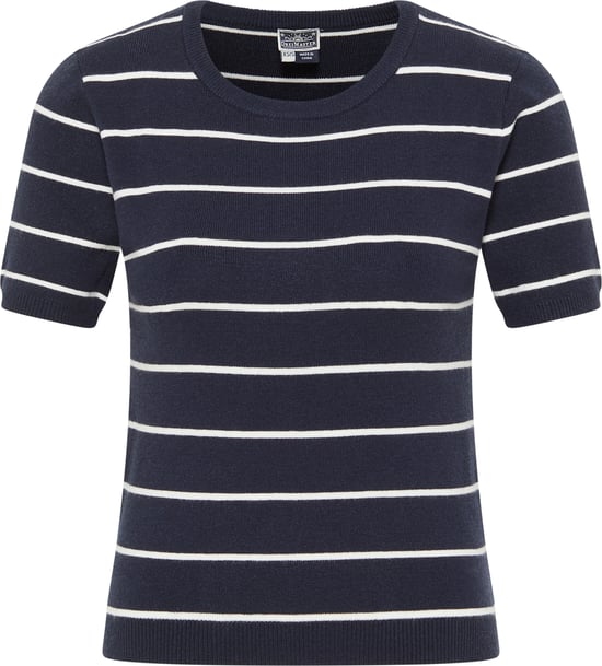 Dreimaster Trui met korte mouwen bridgeport Dames marine wol wit - Image 1