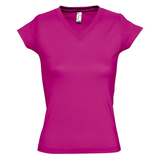 SOLS Dames/dames Maan V Hals T-Shirt met korte mouwen (Fuchsia) - Image 1