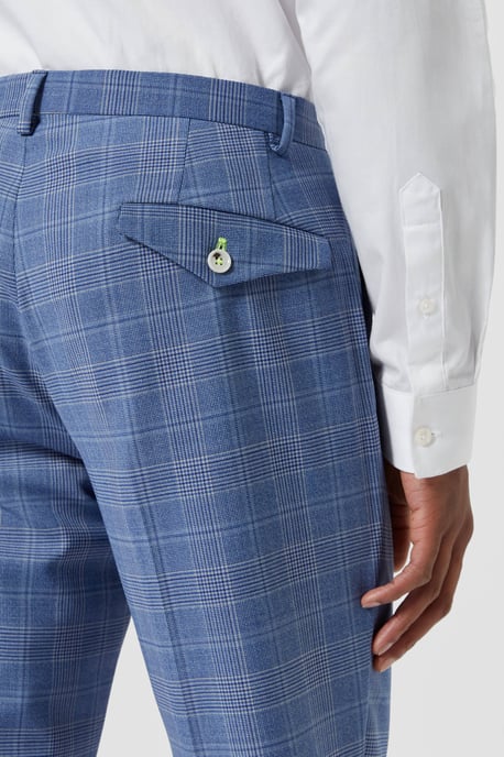 Breamore Skinny Fit Blue Check Wool Trousers