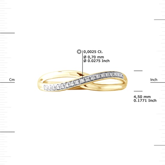 DIADEMA - Ring - Crossed - Diamonds - Yellow Gold