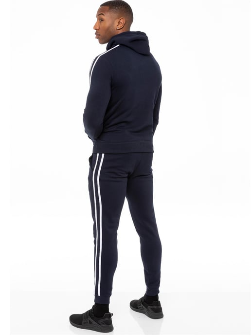 Enzo | Heren Zip Up Tape Hoodie Tracksuit Set - Navy - Image 2
