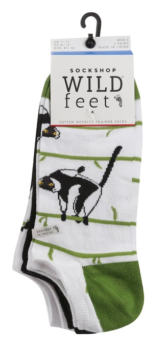 Wild Feet - Set van 3 sneakersokken voor heren | Nieuwigheid - Lemur - Image 2
