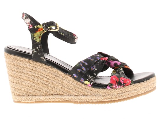 Ted Baker Dames Sandalen Cardima Espadrille Wedge Bloemenprint Zwart - Image 2