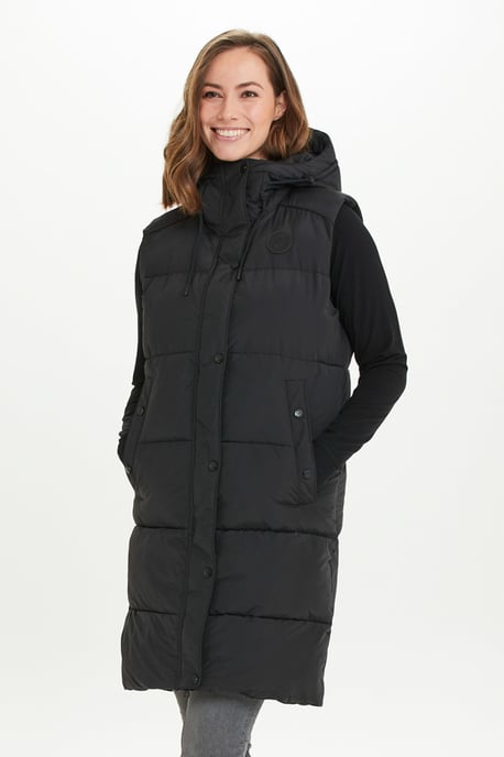 Black Longline Padded Gilet With Hood