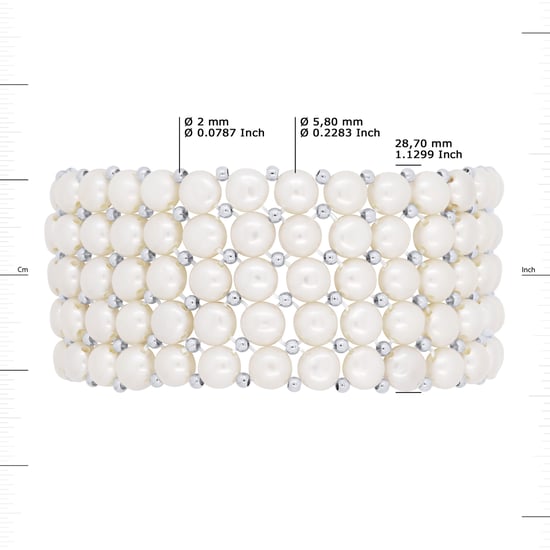 DIADEMA - Bracelet - Real Freshwater Pearls - White