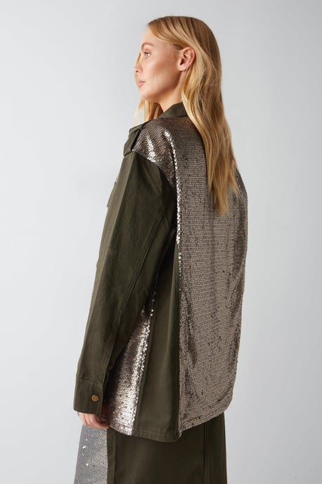Sequin Twill Oversized Shacket