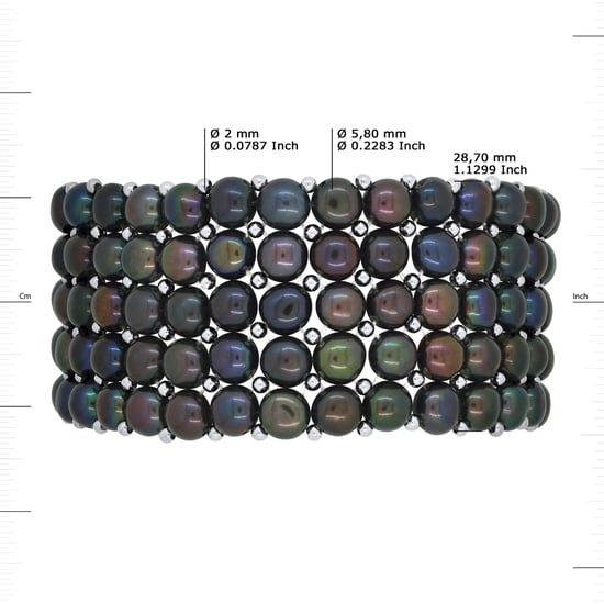 DIADEMA - Bracelet - Real Freshwater Pearls - Black Tahitian Style
