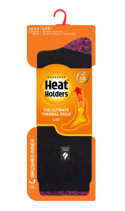 Heat Holders Lite - Geïsoleerde thermo damessokken - Zwart / Berry H&T (Tenerife) - Image 2