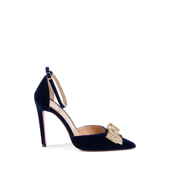 Velvet Bow Pump Navy Blue