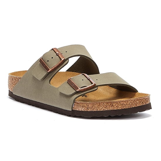 Heren Dames Birkenstock Arizona Birko Flor Nubuck Stone Sandalen - (Grijs) - Image 2