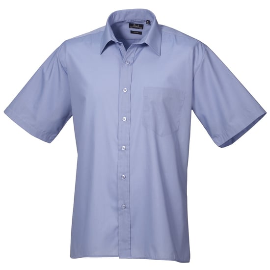 Premier Heren Korte Mouw Formele Poplin Gewoon Werk Shirt (Middenblauw) - Image 1