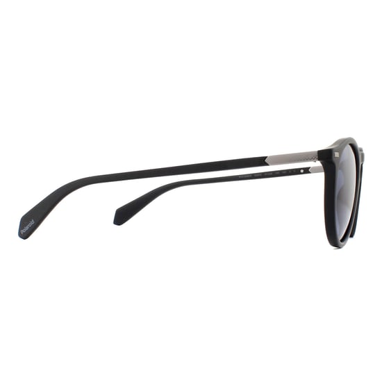 Polaroid Round Mens Matte Black Grey Polarized Sunglasses