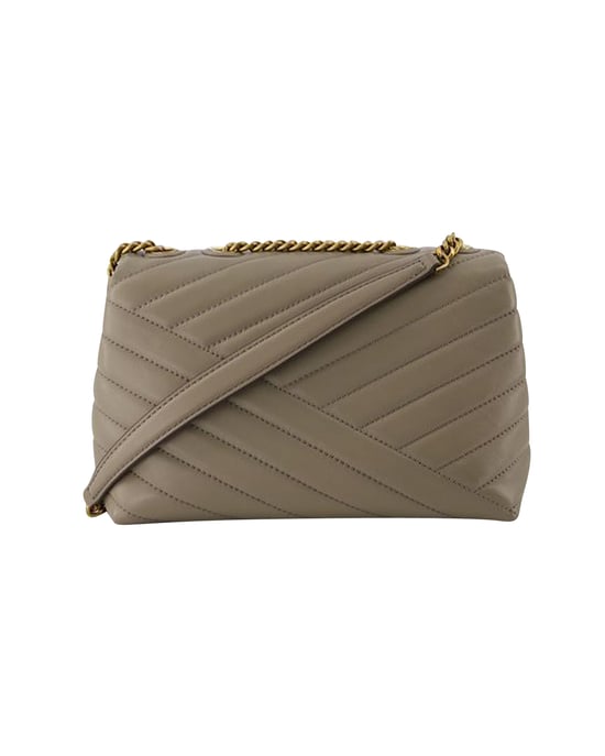 Kira Chevron Small Bag - Tory Burch - Leather - Grey