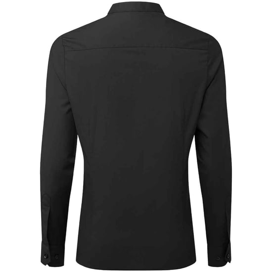 Premier Dames/Dames Formeel overhemd met gebandeerde grootvaderkraag (Zwart) - Image 2