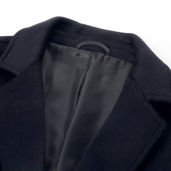 Heren Knielange Winter Wollen Jas Slim Fit Turn-Down Kraag Zakelijke Jassen Blauw - Image 4