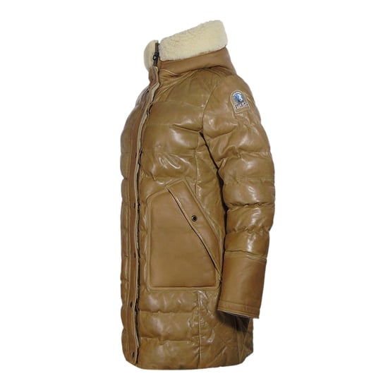 Parajumpers Demi Special Brown Long Leather Down Jacket
