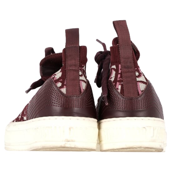 Christian Dior Walk 'n' Dior Gebreide High-Top Sneakers in Bordeaurood Leer en Polyester - Image 5
