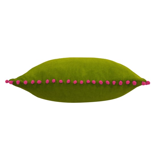 Paoletti Velvet Pom Pom Trimmed Feather Filled Cushion