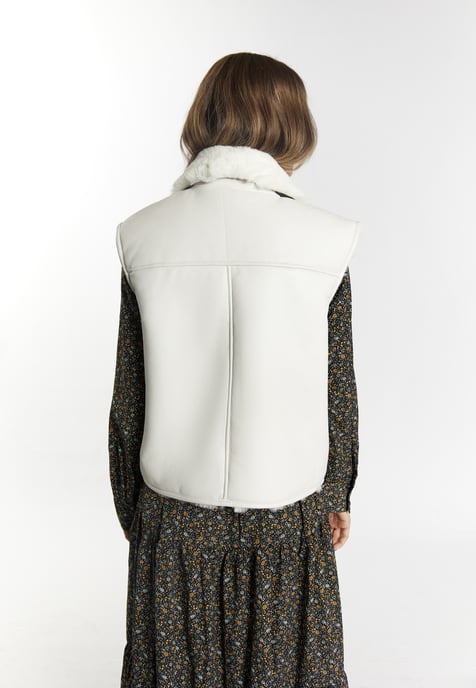 Dreimaster Leren vest Dames wolwit - Image 4