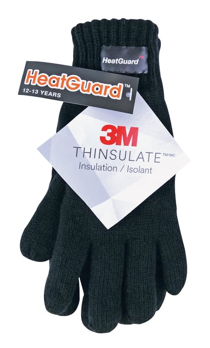 Thinsulate - Childrens Knitted Gloves | Boys Thermal Winter Gloves - Black