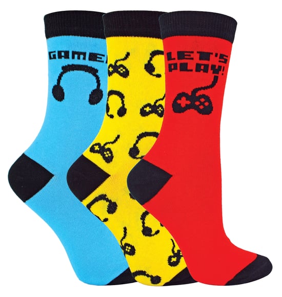 Set van 3 nieuwe game-sokken voor kinderen - Rood / Blauw / Geel - Image 1
