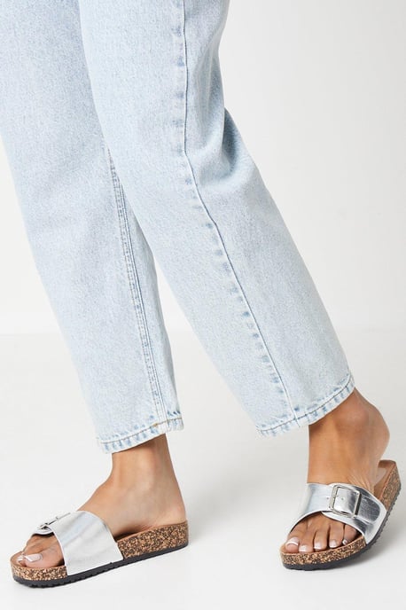 Farris Metallic Buckle Strap Footbed Slider Sandals