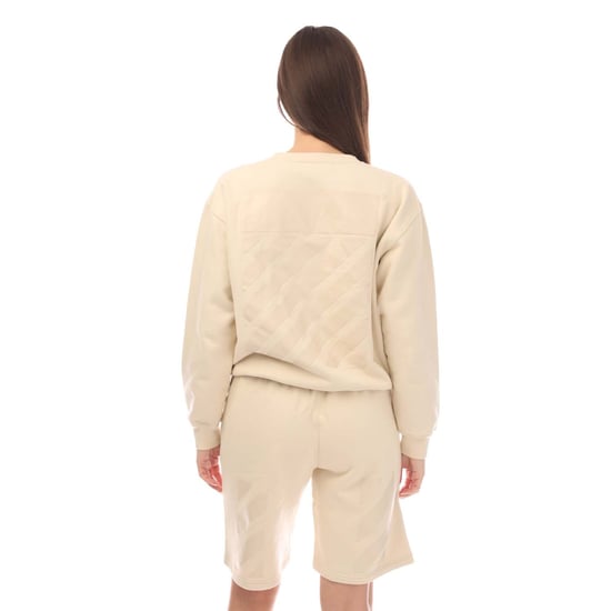 Women's Off White Diagonal Regular Crewneck Sweatshirt in Beige