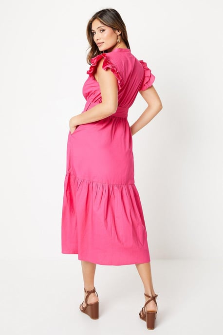 Ruffle Sleeve Midi Dress