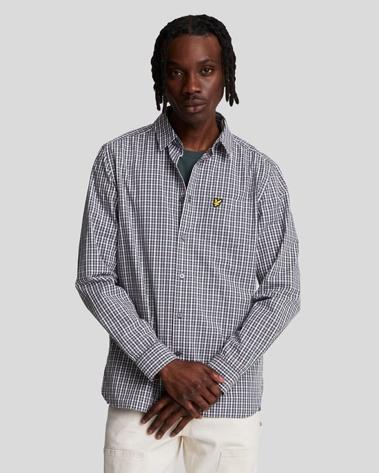 Men's Lyle And Scott Checked Gingham Shirt in Blue - Image 1