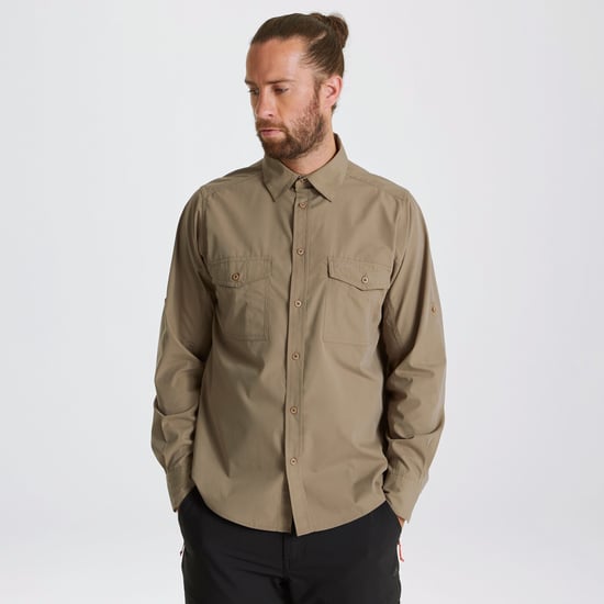 Craghoppers Mens Expert Kiwi Long-Sleeved Shirt (Pebble Brown)