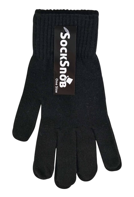 Dames gebreide thermo wolmix magische handschoenen - Zwart - Image 2