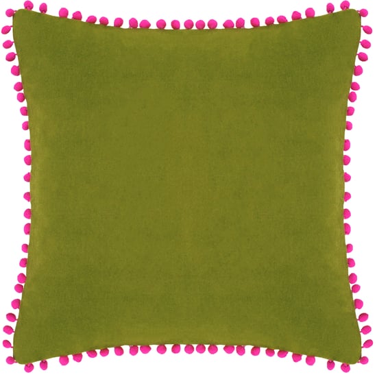 Paoletti Velvet Pom Pom Trimmed Feather Filled Cushion