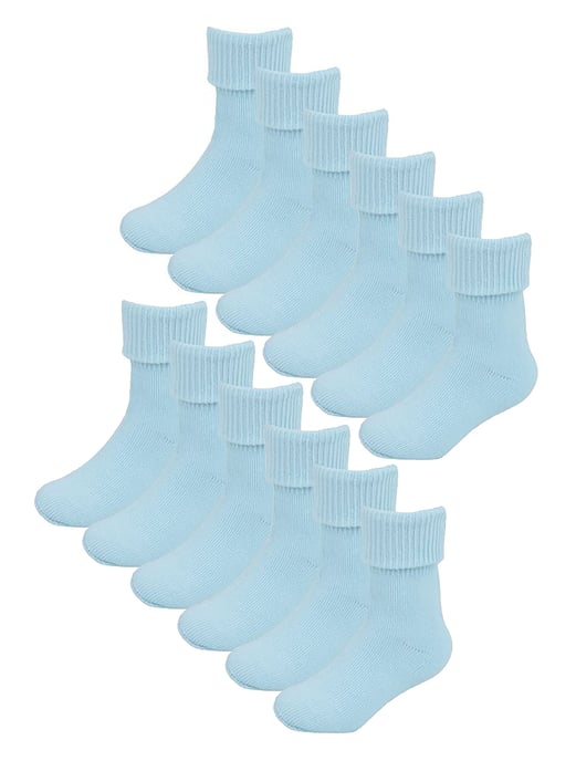 Set van 6 babysokken van katoen met omgeslagen bovenkant - Blauw - Image 1