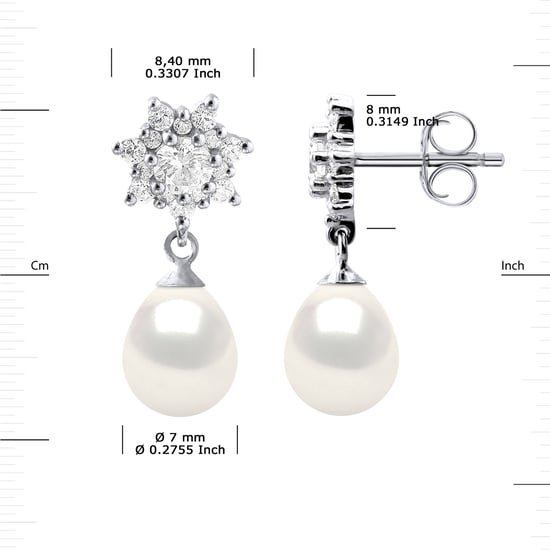 Earrings Dangle Freshwater Pearls 7-8mm White Pears Jewelery 925