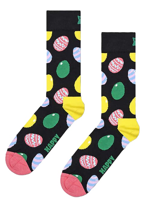 Happy Socks - Eiersokken | Grappige Eiprint Sokken | Cadeausokken - Zwart - Image 2