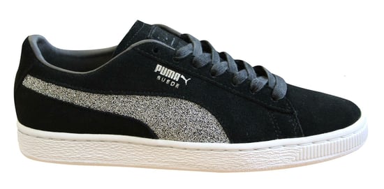 Puma Classic x Swarovski Black Silver Leather Lace Up Mens Trainers 366324 01