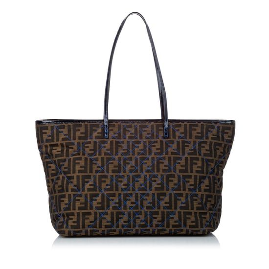 Vintage Fendi Zucca Roll Quilted Canvas Tote Bag Brown