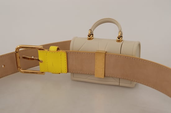Dolce & Gabbana Women's Yellow Leather Devotion Heart Micro Bag Headphones Belt