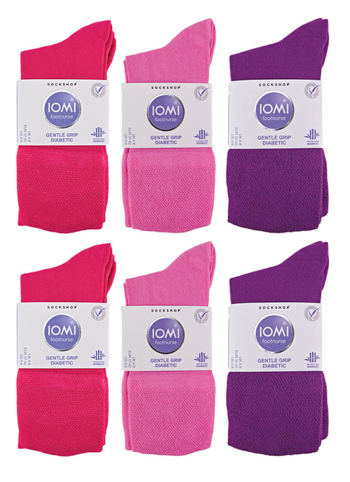 IOMI - 12 paar bamboesokken voor diabeten voor dames - Roze - Image 2