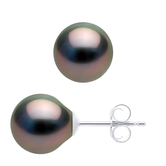 Earrings of Silver 925 and Real Cultured Tahiti Pearls Oval 8-9 mm