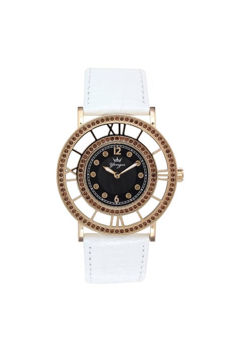 Yonger and Bresson: Watch with White Leather Band