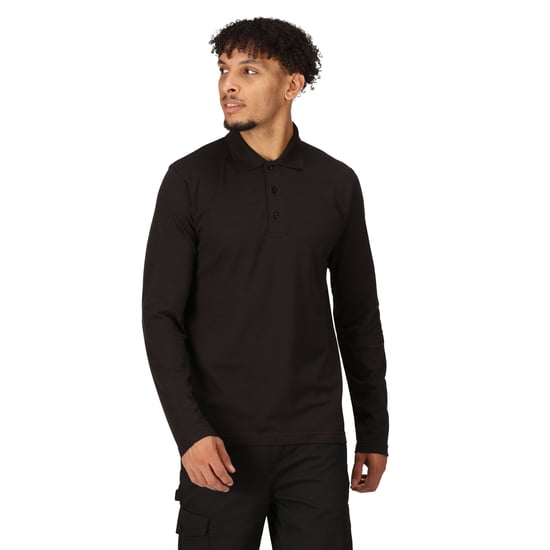 Regatta Mens Pro Long-Sleeved Polo Shirt (Black)